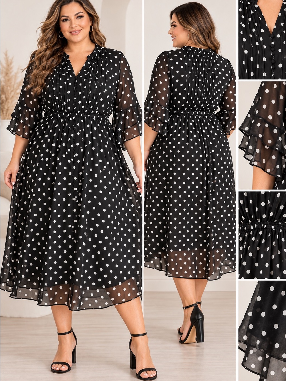 torrid Black & White Polka Dot Midi Dress